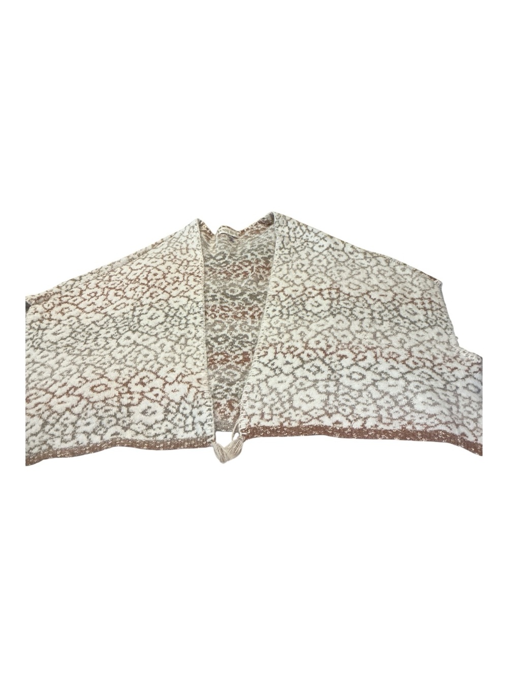Knox Rose Cream and Brown Open-Front Patterned Shrug